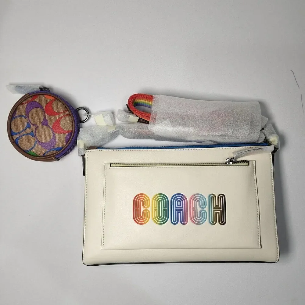 NWT Coach C9854 Holden Crossbody Rainbow Coach Gunmetal Chalk Multi Pride